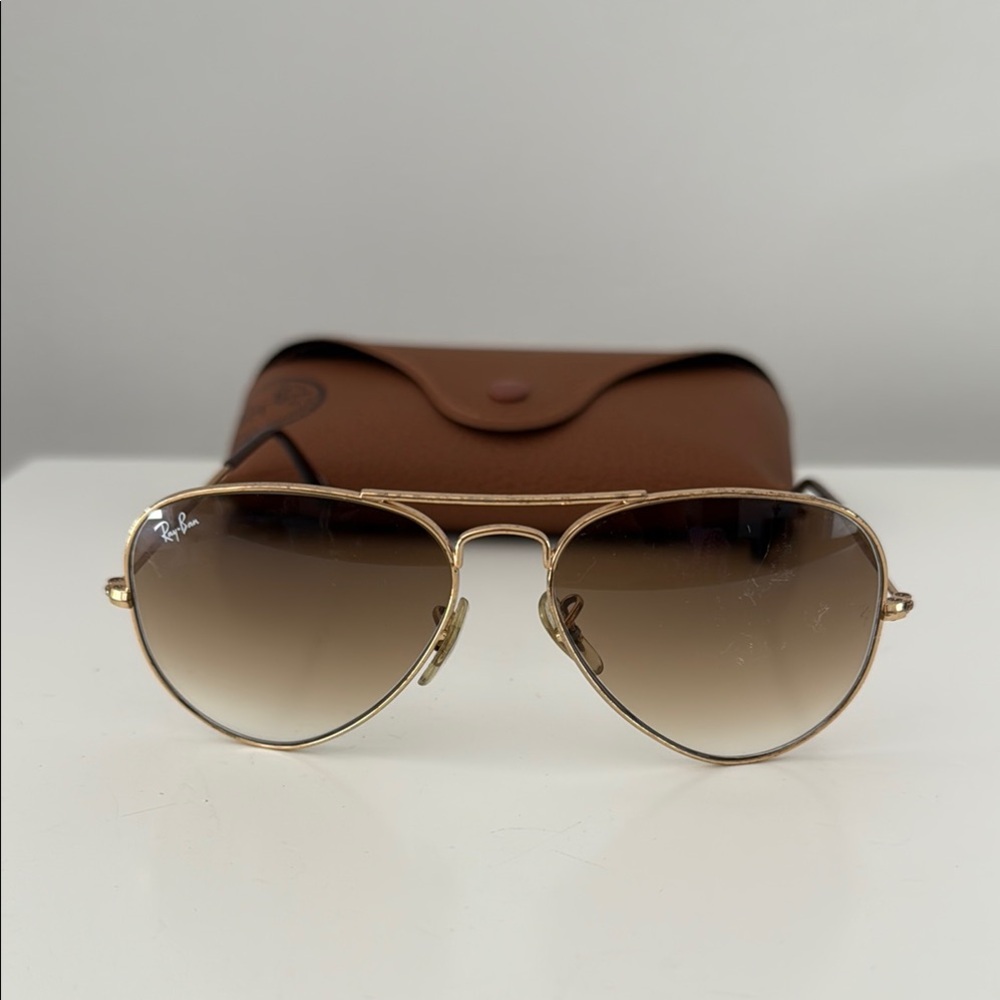 Ray-Ban Gold Brown Aviator Sunglasses